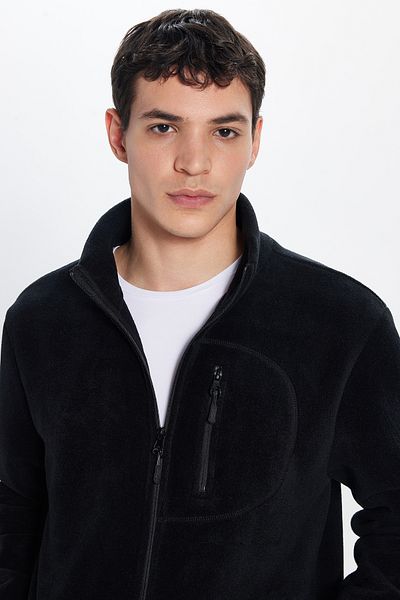 Tudors Unisex Black Anti-Pilling Non-Pilling Standard Fit Full Zip Cold-Proof Fleece Cardigan