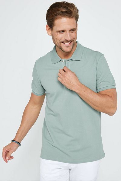 Tudors Ανδρικό μπλουζάκι πόλο με λεπτή εφαρμογή Slim Fit 100% βαμβακερό απλό πικέ μέντα