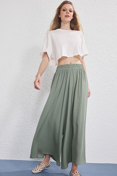 Trendyol Collection Weites Bein Extra Weites Bein Paçacık Gurtband Hose mit Gummizug in der Taille
