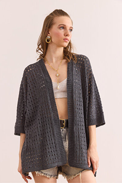 Olalook Women's Smoked Openwork Summer Knitwear Cardigan Hrk- 19000348