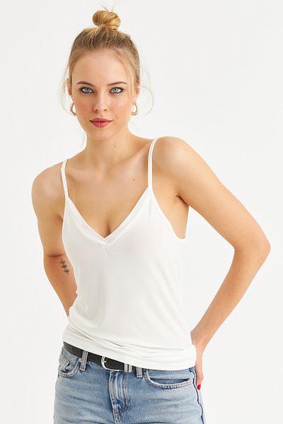Cool & Sexy Tricou cu dungi din tul alb pentru femei LPP1024
