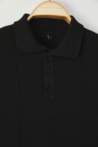 Trendyol Collection Black Regular Polo Knitwear T-Shirt Tmnss25Po00042