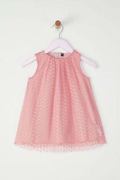 TRENDYOLKIDS Powder Baby Girl Strukturiertes festliches, plissiertes, gefüttertes Strickkleid TKDSS25EL00081