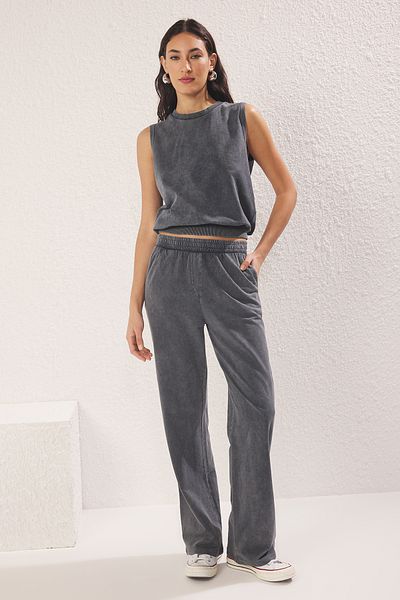 Trendyol Collection Anthracite Wash Wideleg/Wide Leg Pants Twoss25Pl00046