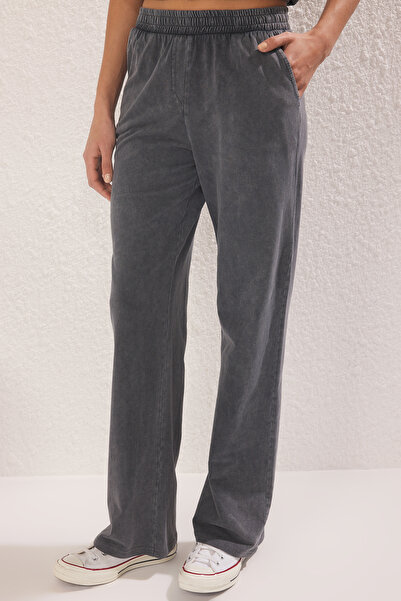 Trendyol Collection Anthracite Wash Wideleg/Wide Leg Pants Twoss25Pl00046
