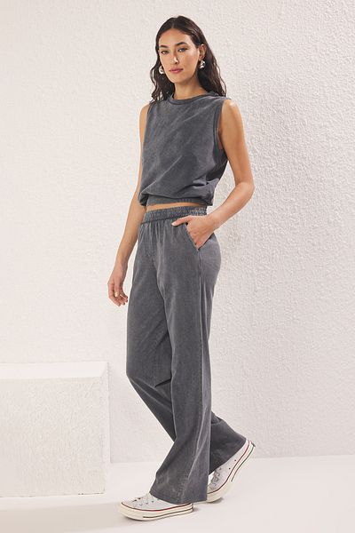 Trendyol Collection Anthracite Wash Wideleg/Wide Leg Pants Twoss25Pl00046