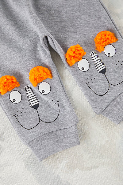 TRENDYOLKIDS Ρωσικός μυϊκός γκρι μελανζ Αρσενικός Παιδί Βαμβακερός Λιοντάρι με στάμπα TKDSS25TA00017