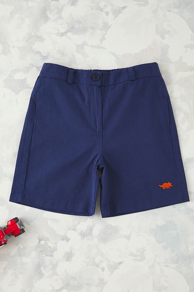 TRENDYOLKIDS Sötétkék női gyermek 100% pamut hímzett rövidnadrág és Bermuda TKDSS25SR00017