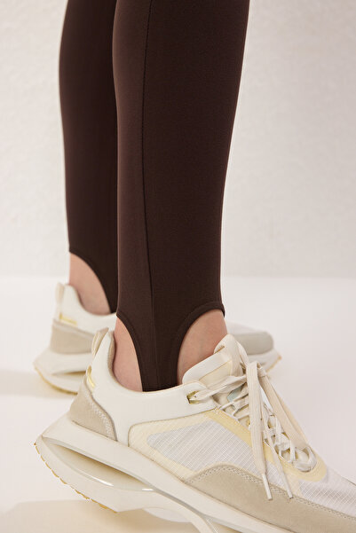 Trendyol Collection Şokoloş Fabric Fuzo - Πλεκτό αθλητικό κολάν γιόγκα πλήρους μήκους THMAW25TY00009