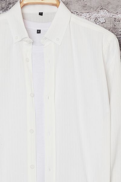 Trendyol Collection Λευκό κανονικό ανδρικό πουκάμισο TMNSS25GO00063