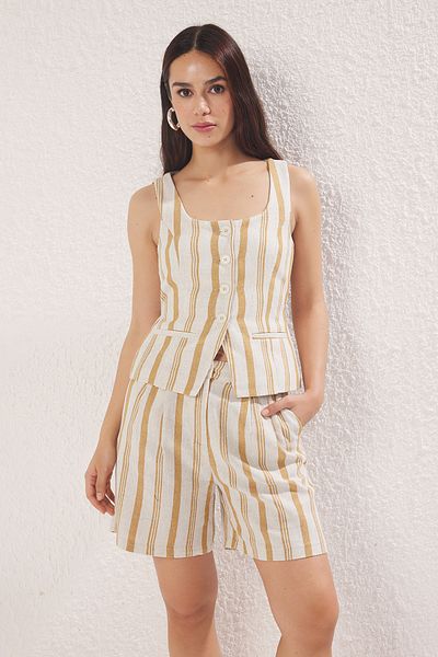 Trendyol Collection Multicolored Striped Linen Look Shorts & Bermuda Twoss25Sr00184