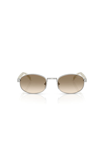 Prada Woman Oval Sunglasses- Pr B53s - Lense Size:49mm - Silver