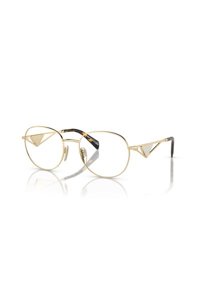Prada Woman Round Eyeglasses- Pr A50v - Lense Size:52mm - Pale Gold