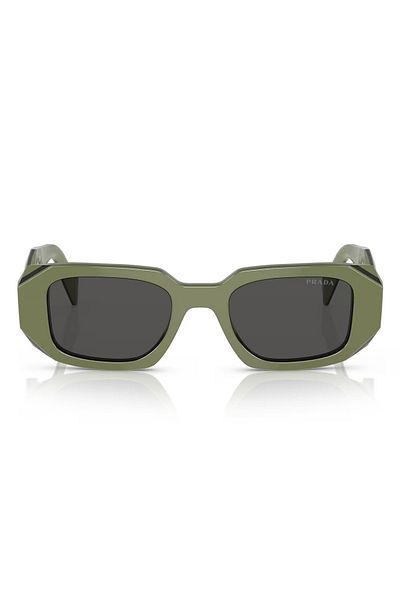 Prada Woman Rectangle Sunglasses- Pr 17ws - Lense Size:49mm - Sage/black