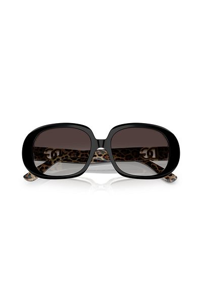 Dolce&Gabbana نظارة شمسية دولتشي آند غابانا بيضاوية الشكل للنساء - Dg 4476 - مقاس العدسة: 56 مم - أسود في الأعلى على بني أسد