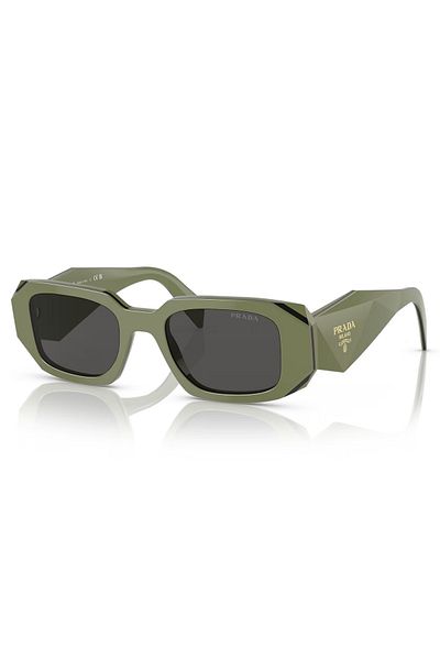 Prada Woman Rectangle Sunglasses- Pr 17ws - Lense Size:49mm - Sage/black