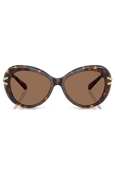 Swarovski Woman Butterfly Sunglasses- Sk 6026 - Lense Size:56mm - Havana