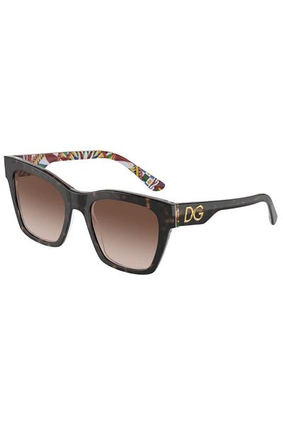Dolce&Gabbana نظارة شمسية دولتشي آند غابانا مربعة للنساء - Dg 4384 - مقاس العدسة: 53 مم - لون هافانا على إطار أبيض