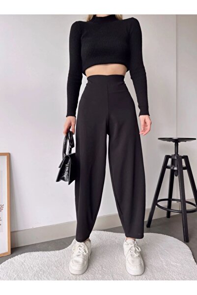 OYYOMODA УЛТРА ВИСОКИ КРЕПОВИ ПАНТАЛОНИ С ЕЛАСТИЧНА ТАЛИЯ