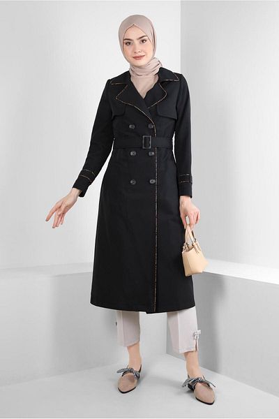 Alvina CRUVASE COLLAR BELTED TRENCH COAT 10716