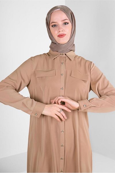 Alvina Back Embroidered Shirt Collar Tunic - 43566