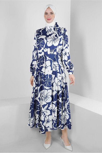 Alvina ROCHIE DE SATIN CU GULER DE FLORII 43769