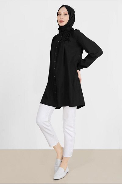 Alvina Boydandan Buttoned Ribbed Detailed Tunic 42616
