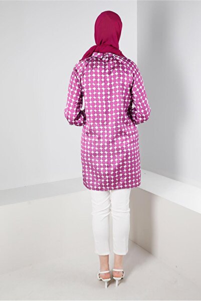 Alvina GEOMETRIC PATTERNED MEN'S COLLAR SATIN TUNIC 43641