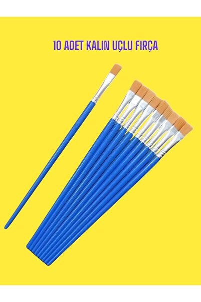 sharp&art Resim Fırçası Seti 10 Adet Kalın Uçlu Fırça, Suluboya, Akrilik Boyama vs.