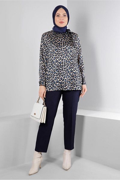 Alvina Leopard Patterned Satin Tunic 20308