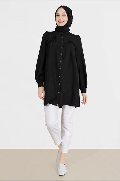Alvina Boydandan Buttoned Ribbed Detailed Tunic 42616