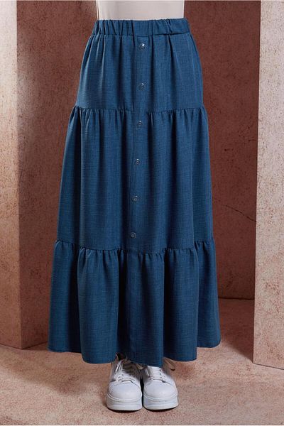 Alvina 60553 Model Linen Textured Skirt