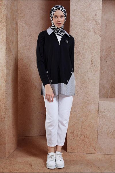 Alvina 44750 Model Striped Tracksuit Tunic