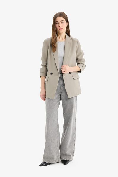 DeFacto Oversize Wide Fit Jacket Lapel Pocket Buttoned Blazer Jacket C2457Ax25Sp