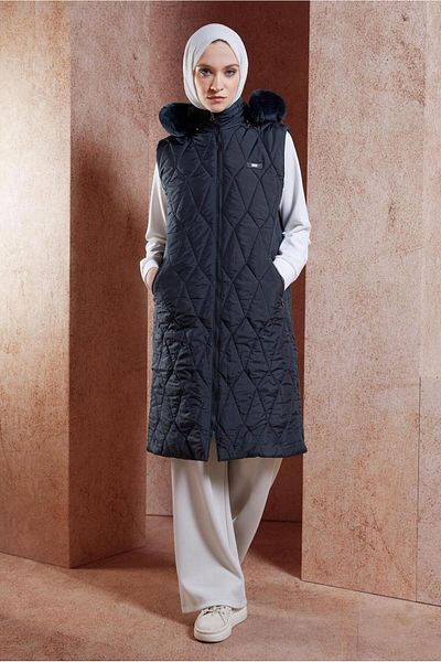 Alvina Stylish Hooded Puffer Vest - 90528