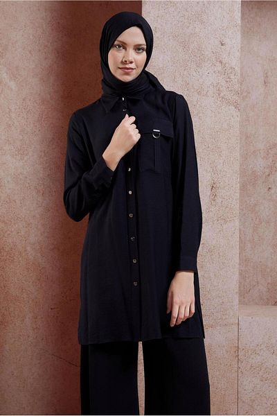 Alvina 44598 Μοντέλο πουκάμισο γιακά Hijab Τουνίκ