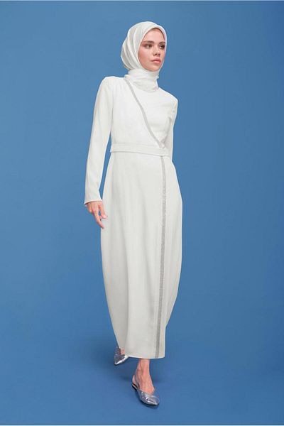 Alvina Strip Detail Crepe Dress 41776