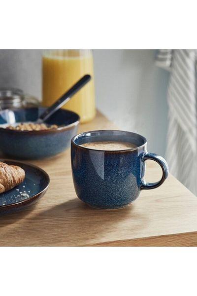 IKEA GLADELIG Mug, Blue, 37 cl – Durable Stoneware, Unique Glaze, Microwave & Dishwasher Safe.