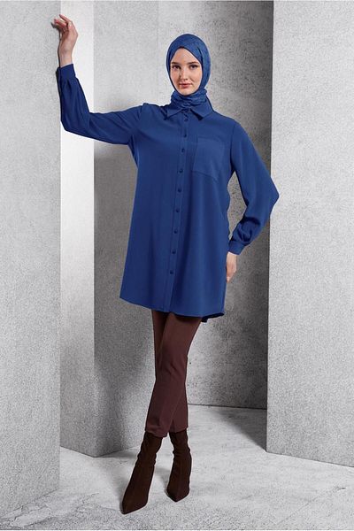 Alvina 45073 Model Shirt Collar Hijab Tunic