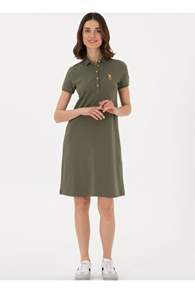 U.S. Polo Assn. Πόλο Ασν. Γυναικείο φόρεμα Polo Neck Dark Khaki Standard GURLIN25