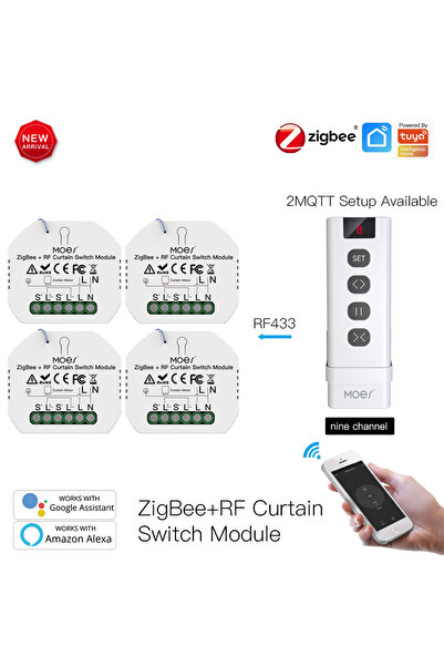 MOES خيارات 8 وحدة تبديل الستائر الذكية MOES ZigBee RF433 للستائر الدوارة الآلية بمحرك 2