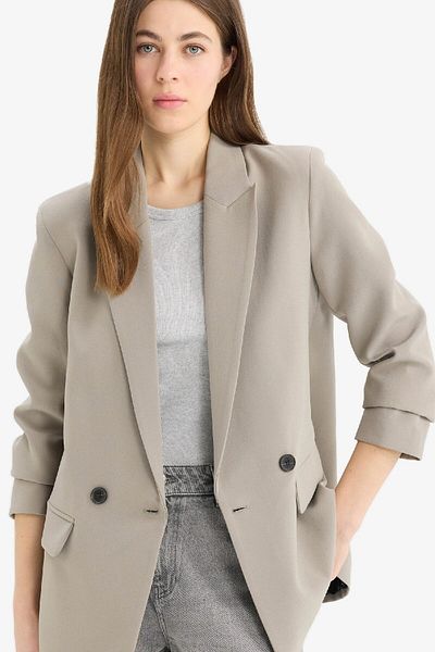 DeFacto Oversize Wide Fit Jacket Lapel Pocket Buttoned Blazer Jacket C2457Ax25Sp