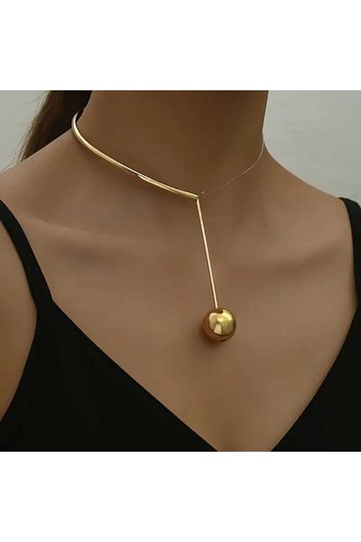 Minnoş Dükkan Geometric Sphere Pandant Choker Necklace