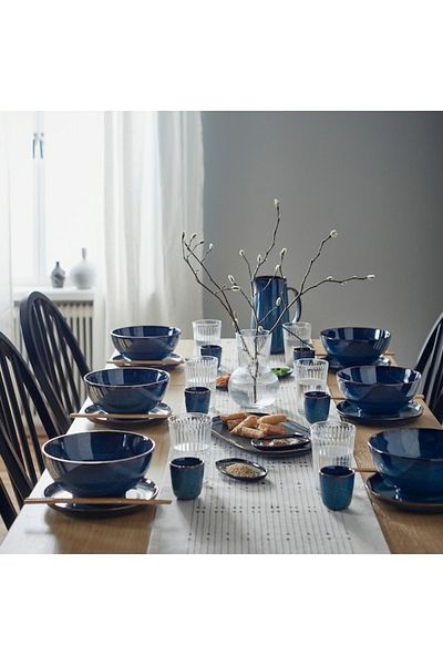 IKEA GLADELIG Bowl, Blue, 19 cm – Durable Stoneware, Unique Glaze, Scratch-Resistant, Microwave