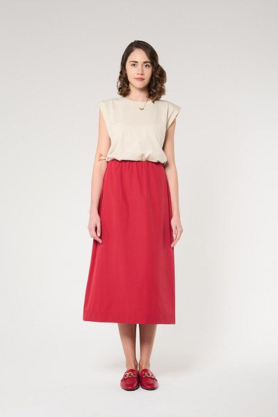 ZYRAH Red Color Pencil Form Long Length Women's Skirt