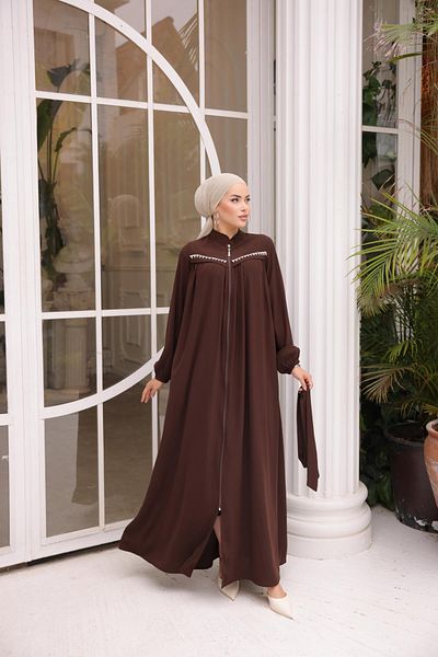 Nissra Ankanoor горчиво кафе премиум рокля Abaya Anka255050