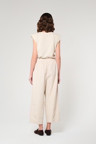 ZYRAH Ecru Color Pleated Women's Crop Pants