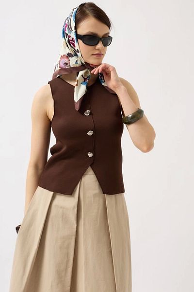 Butik Buttoned Textured Vest