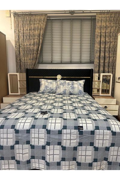 NİVEMESHOME Nivemeshome Blue Patterned 200X230 Single Pique Cover Double