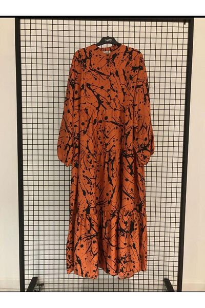 Armine TREND Buttoned Collar Patterned Dress